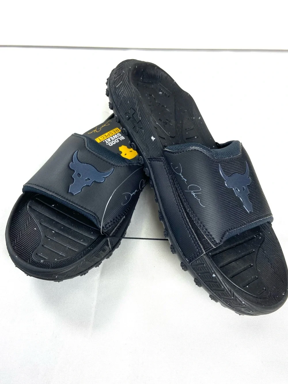 Under Armour Project Rock 3 Slides Men 7 Women 8.5 Black Brahma Bull 3026034